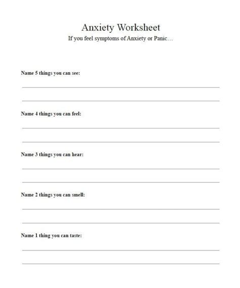 anxiety worksheets for teens